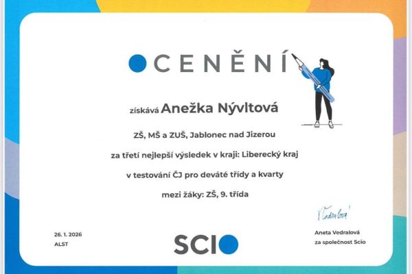 Velký úspěch Anežky Nývltové (8. 2. 2026)