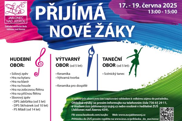 ZUŠ Jablonec nad Jizerou přijímá nové žáky
